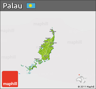 Physical 3D Map of Palau, cropped outside