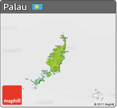Physical 3D Map of Palau, cropped outside