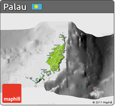 Physical 3D Map of Palau, desaturated
