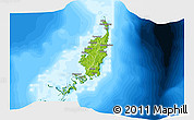 Physical 3D Map of Palau, single color outside, bathymetry sea