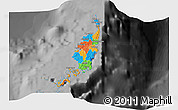 Political 3D Map of Palau, darken, desaturated