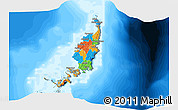 Political 3D Map of Palau, darken, land only