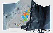 Political 3D Map of Palau, darken, semi-desaturated