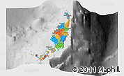 Political 3D Map of Palau, desaturated
