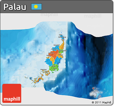 Political 3D Map of Palau