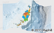 Political 3D Map of Palau, lighten