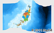 Political 3D Map of Palau, lighten, semi-desaturated, land only