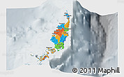 Political 3D Map of Palau, lighten, semi-desaturated