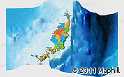 Political 3D Map of Palau, satellite outside, bathymetry sea