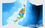 Political 3D Map of Palau, semi-desaturated, land only
