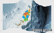 Political 3D Map of Palau, semi-desaturated