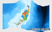 Political 3D Map of Palau, single color outside, bathymetry sea