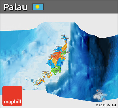 Political 3D Map of Palau, single color outside