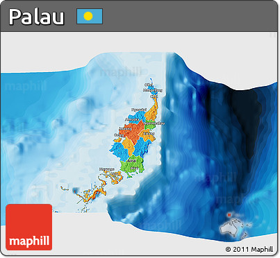 Political 3D Map of Palau, single color outside