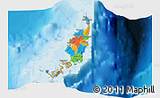 Political 3D Map of Palau, single color outside