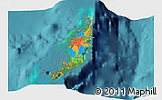 Political 3D Map of Palau, single color outside, satellite sea