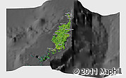 Satellite 3D Map of Palau, darken, desaturated