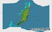 Satellite 3D Map of Palau, darken, land only