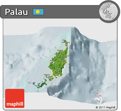 Satellite 3D Map of Palau, lighten