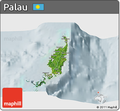 Satellite 3D Map of Palau, lighten