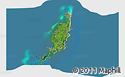 Satellite 3D Map of Palau, lighten, semi-desaturated, land only