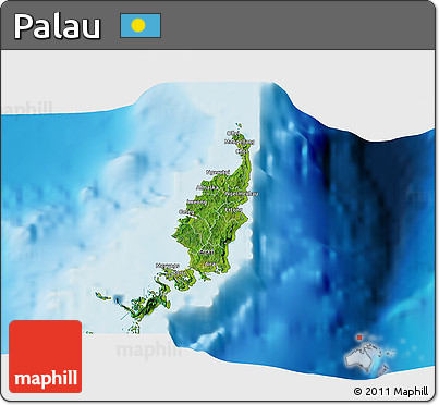 Satellite 3D Map of Palau, physical outside