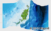 Satellite 3D Map of Palau, single color outside, bathymetry sea, shaded relief sea