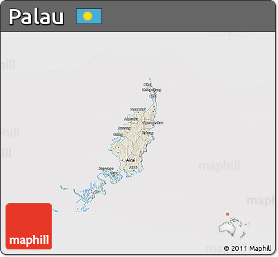 Shaded Relief 3D Map of Palau, cropped outside