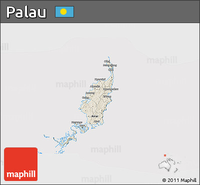 Shaded Relief 3D Map of Palau, cropped outside
