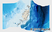 Shaded Relief 3D Map of Palau, darken, desaturated, land only