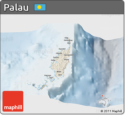 Shaded Relief 3D Map of Palau, lighten