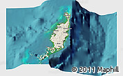 Shaded Relief 3D Map of Palau, satellite outside