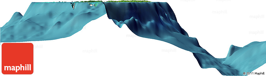 Satellite Horizon Map of Palau, shaded relief outside, satellite sea