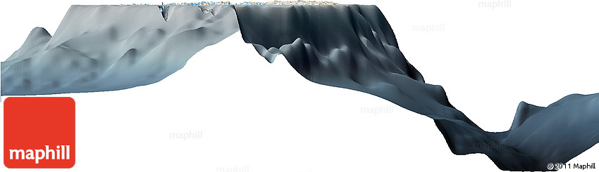 Shaded Relief Horizon Map of Palau, darken, semi-desaturated