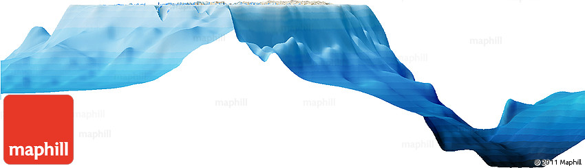 Shaded Relief Horizon Map of Palau, single color outside, bathymetry sea, shaded relief sea