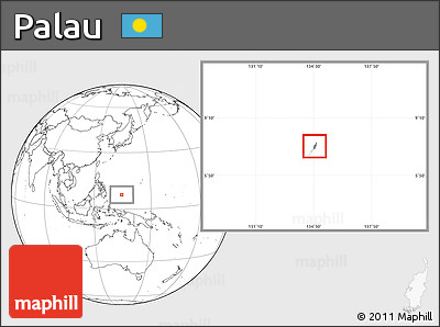 Gray Location Map of Palau, blank outside, hill shading inside