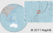 Gray Location Map of Palau, highlighted continent, hill shading
