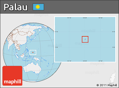 Gray Location Map of Palau, lighten, land only