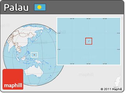 Gray Location Map of Palau, lighten, land only