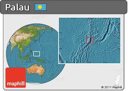 Gray Location Map of Palau, satellite outside