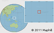 Gray Location Map of Palau, savanna style outside, hill shading inside