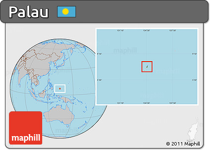 Physical Location Map of Palau, gray outside