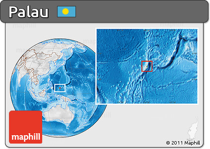 Physical Location Map of Palau, lighten, desaturated, land only