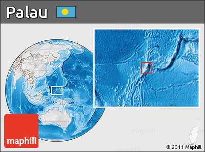 Physical Location Map of Palau, lighten, desaturated, land only