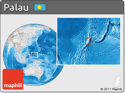 Physical Location Map of Palau, lighten, desaturated, land only