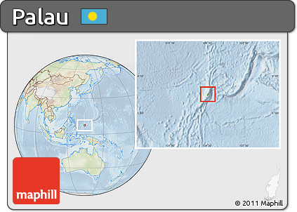 Physical Location Map of Palau, lighten