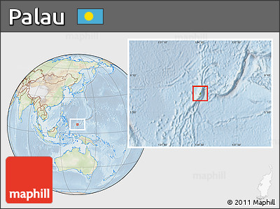 Physical Location Map of Palau, lighten