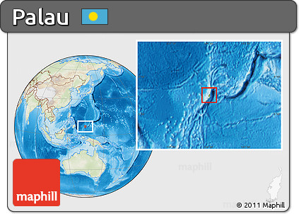 Physical Location Map of Palau, lighten, land only