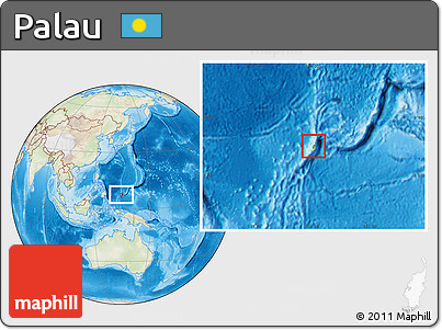 Physical Location Map of Palau, lighten, land only