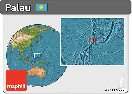Physical Location Map of Palau, satellite outside